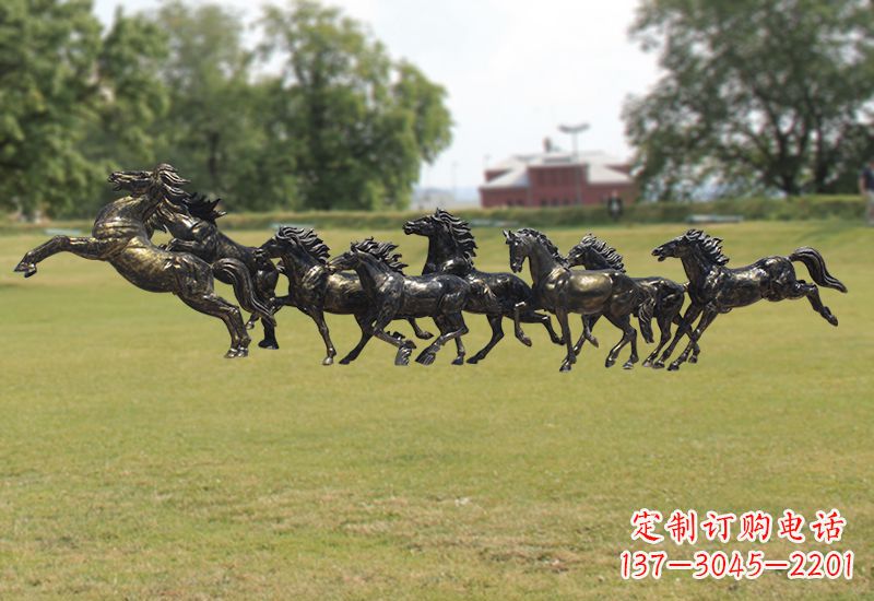 德州八骏图八匹马群铜雕