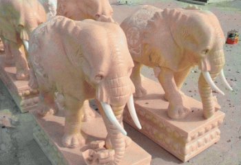 德州鼻卷如意晚霞红大象石雕