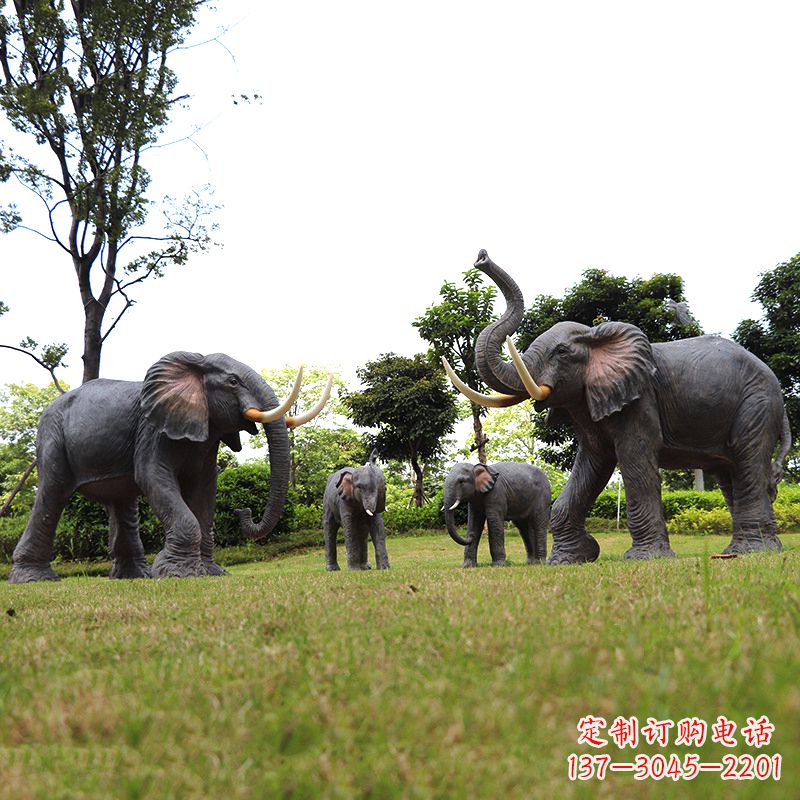 德州玻璃钢大象仿真大象雕塑-公园景区园林装饰动物摆件