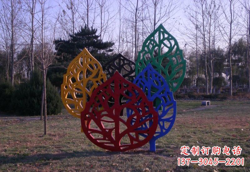 德州精美不锈钢树叶雕塑
