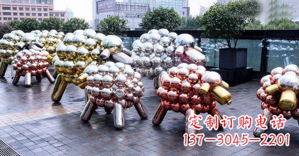 德州不锈钢动物雕塑——小羊肖恩动物广场