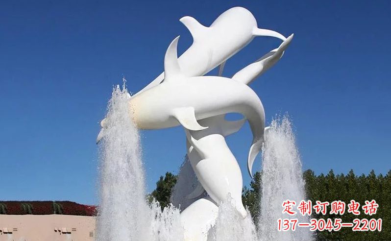 德州不锈钢海豚喷泉雕塑传递海豚的美丽