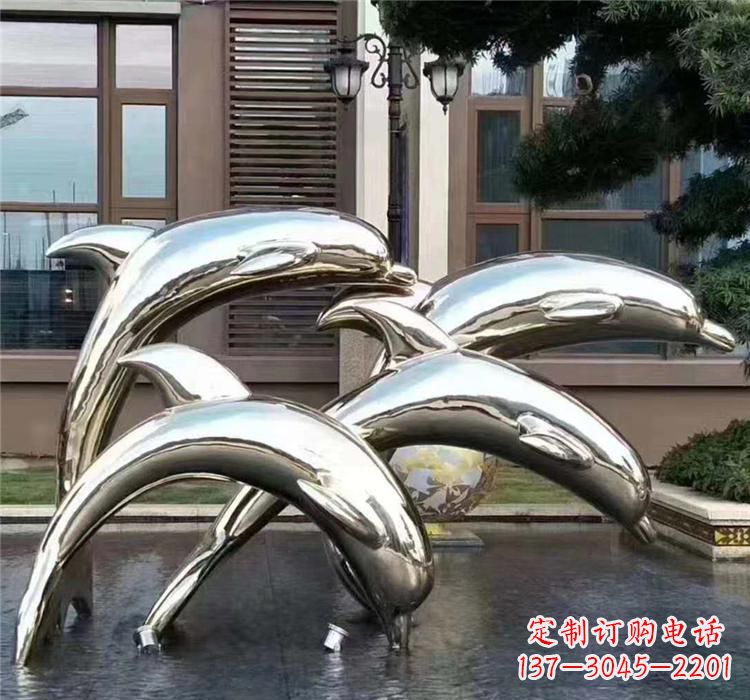 德州不锈钢海洋动物雕塑——海豚