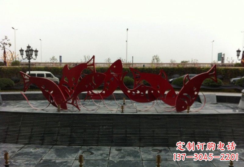 德州不锈钢剪纸鲤鱼雕塑精巧美观