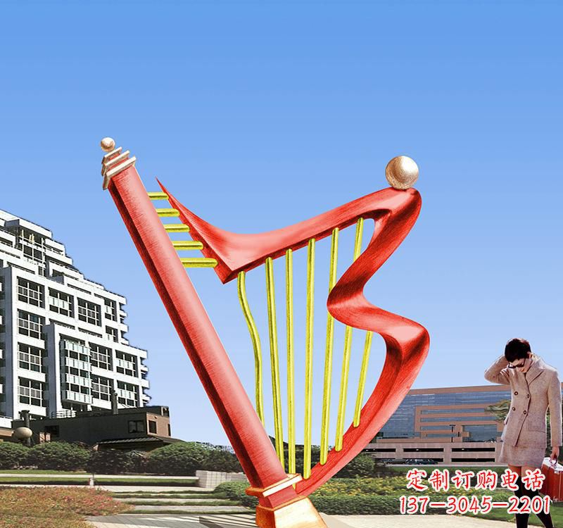 德州不锈钢竖琴雕塑把旋律汇聚成艺术精品