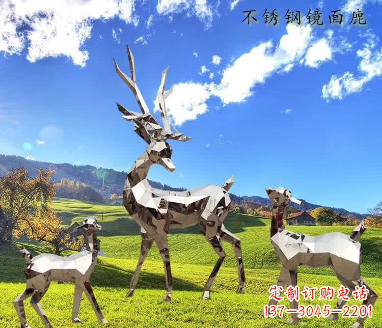 德州不锈钢鹿精美的动物雕塑
