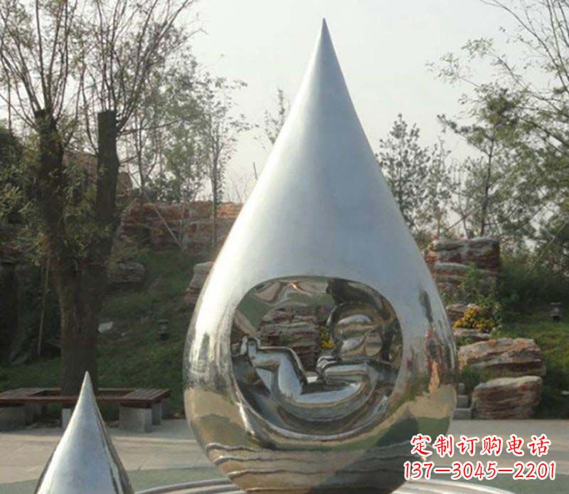德州不锈钢水滴雕塑精致简约的艺术之美