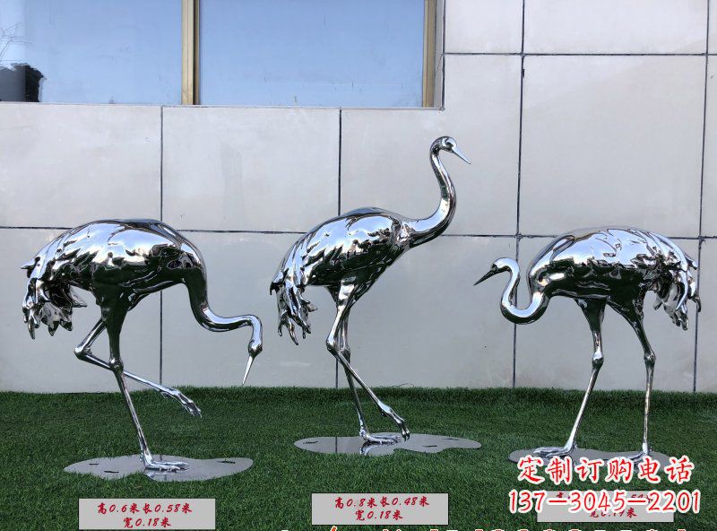 德州不锈钢仙鹤雕塑传承中国古典美感