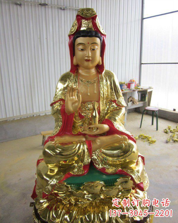 德州彩绘观音菩萨铜雕