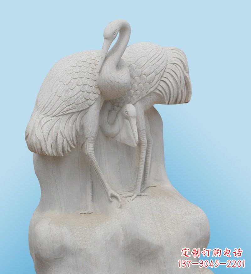德州大理石制作的丹顶鹤雕塑