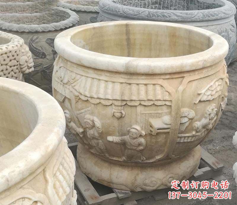德州雕刻精美的大理石儿童水缸