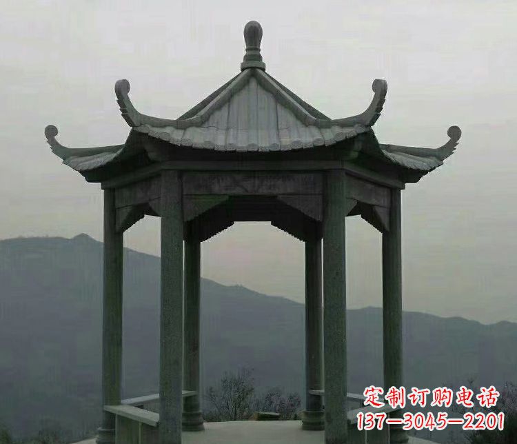 德州考究工艺,奢华大理石六角凉亭雕塑