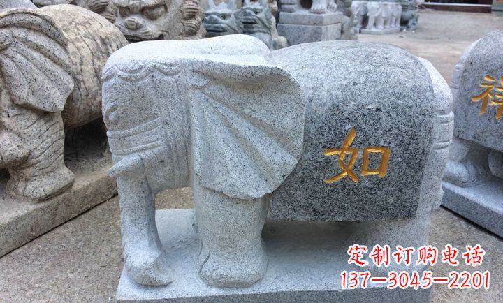 德州精美大理石石象雕塑