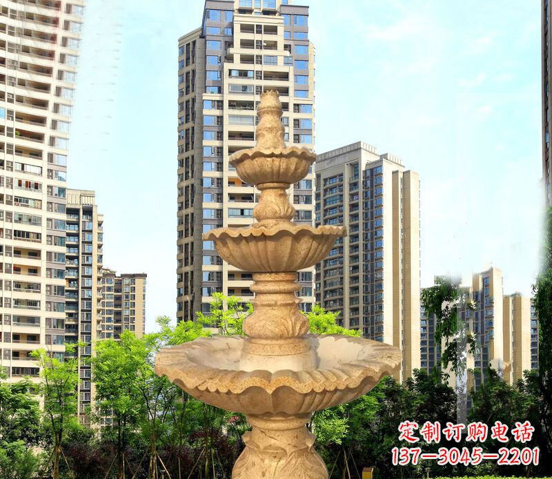 德州大理石三层喷泉公园石雕 (2)