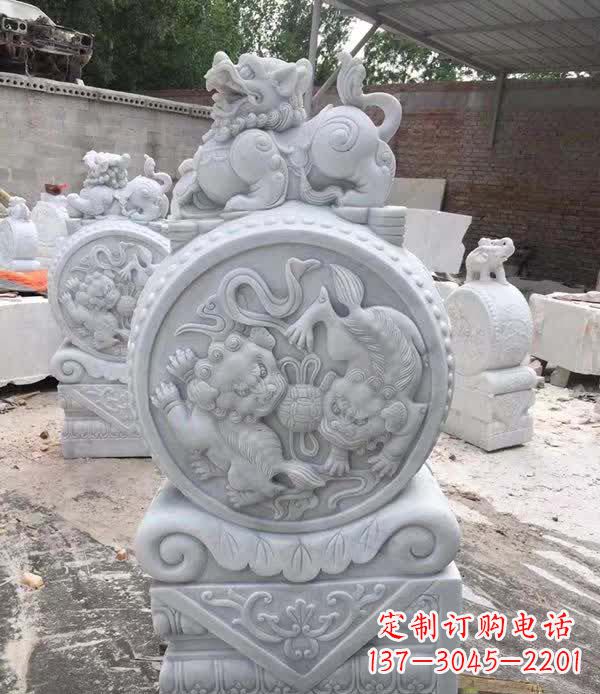 德州大理石狮子抱鼓石雕塑
