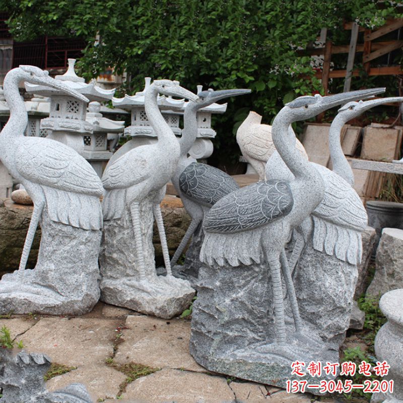 德州精美大理石仙鹤雕塑