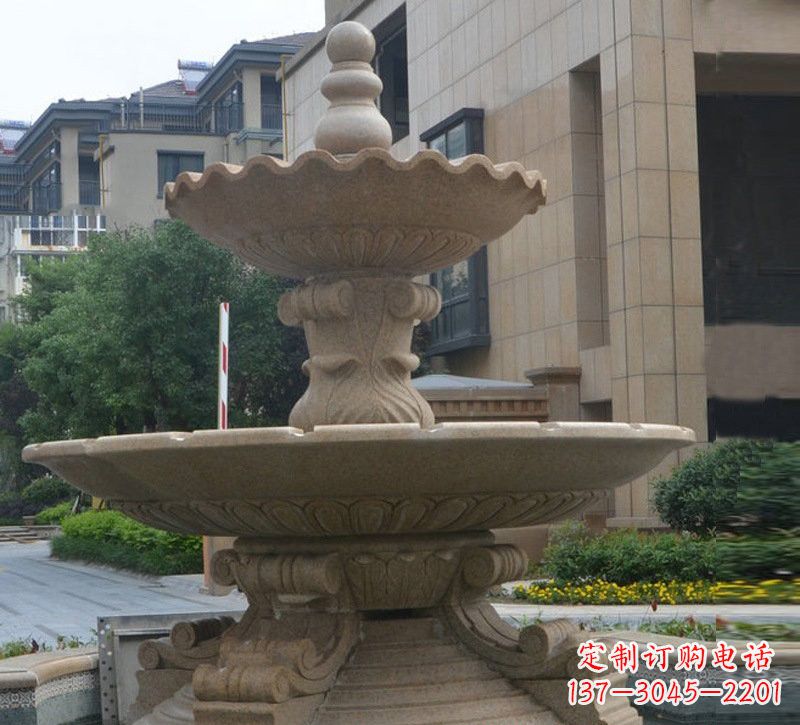 德州简约双层大理石喷泉雕塑