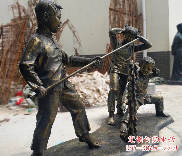 德州儿童放鞭炮庭院景观铜雕塑