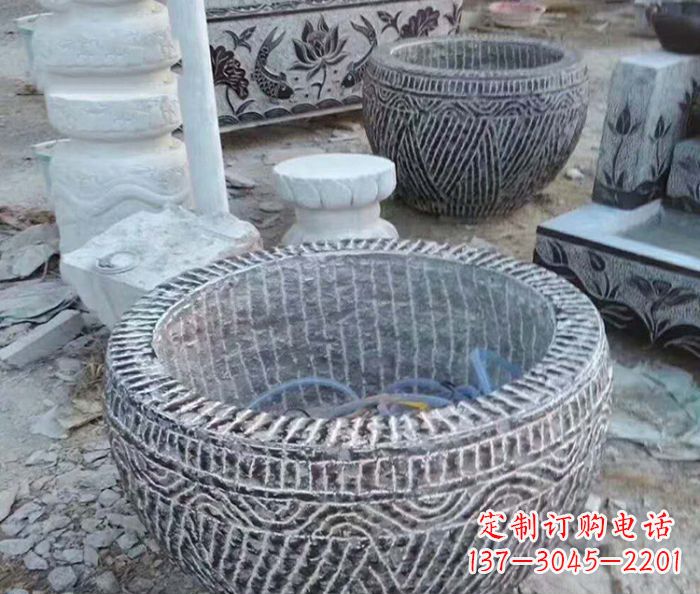 德州精美仿古石雕水缸