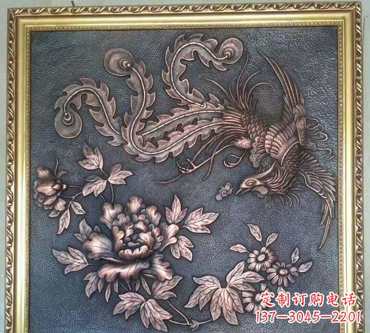 德州凤凰牡丹铜浮雕