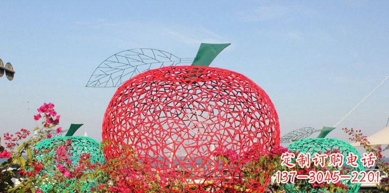 德州高品质镂空不锈钢苹果雕塑