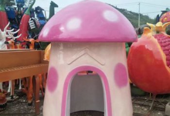 德州精致彩绘蘑菇屋雕塑