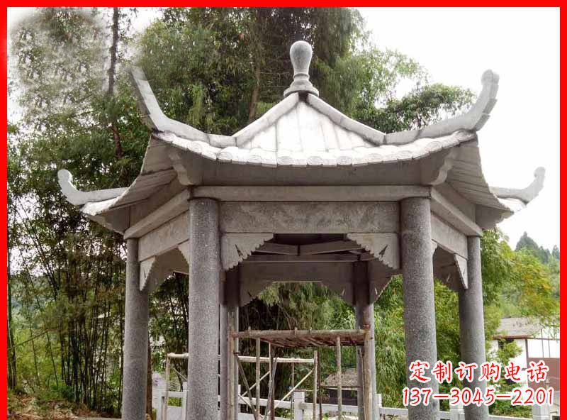 德州复古公园石凉亭雕塑