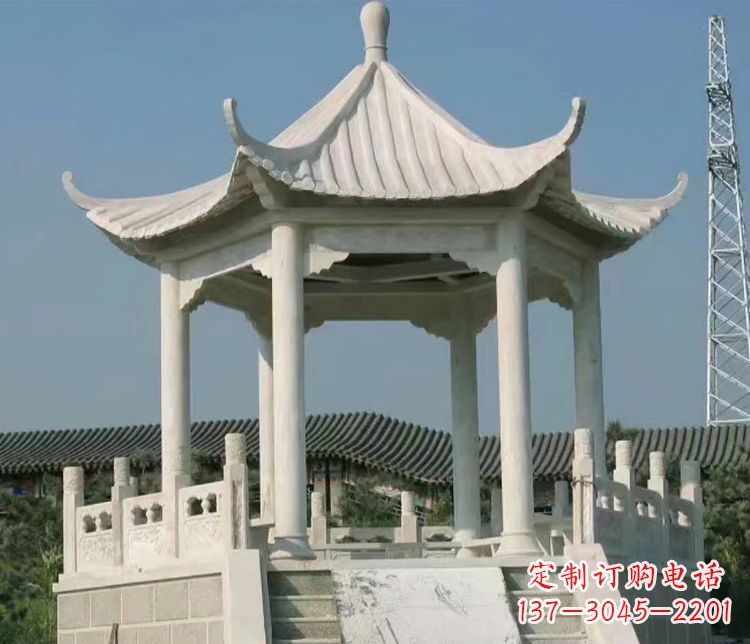 德州极具视觉冲击力的大理石六角石凉亭雕塑