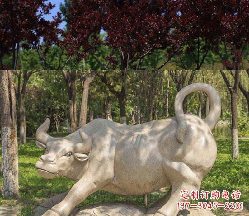 德州公园动物牛石雕