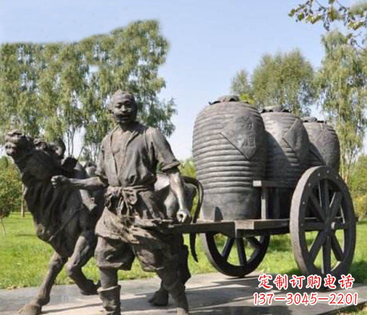 德州唯美牛车铜雕