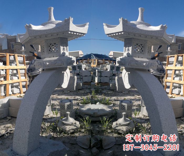 德州精美大理石镂空石灯雕塑