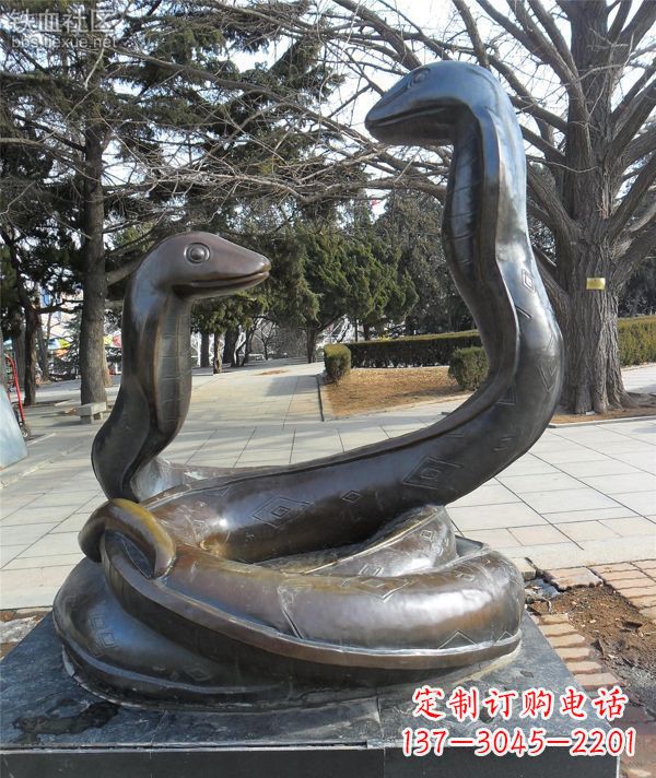 德州公园景观动物蛇铜雕