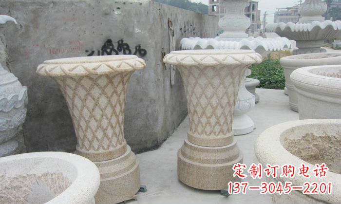德州花篮式石雕镂空花盆