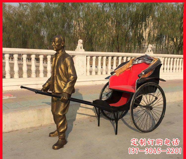 德州黄包车铜雕精湛工艺,体现传统文化