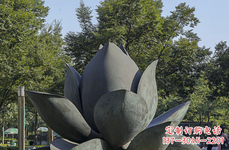 德州公园莲花景观铜雕