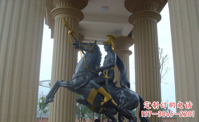 德州公园骑马的罗马士兵人物铜雕