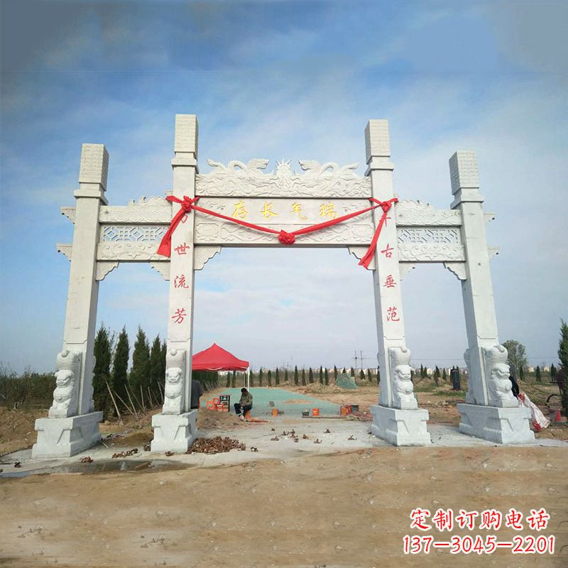 德州中领雕塑专业定制公园三间四柱牌坊雕塑