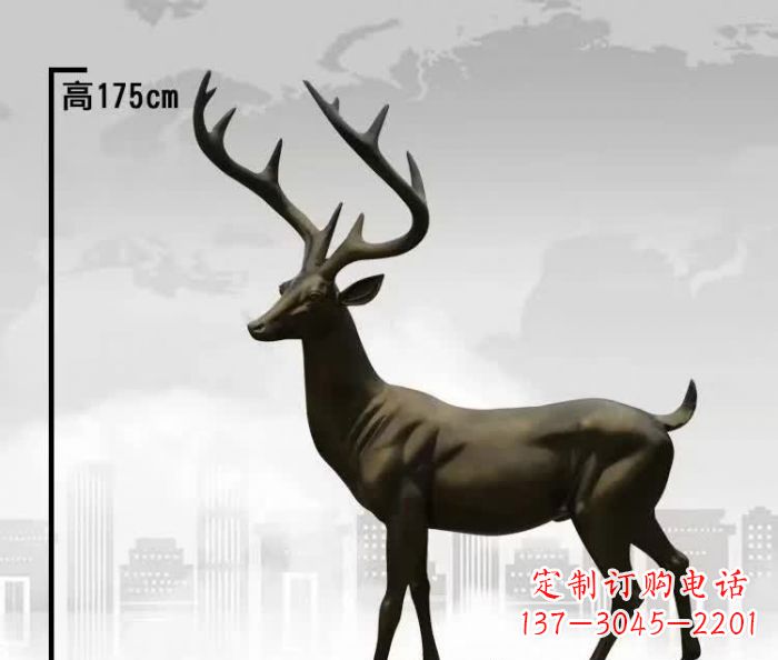 德州精美的铜制公园小鹿雕塑