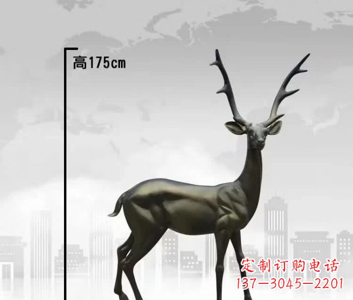 德州精致优雅的铜制公园小鹿雕塑