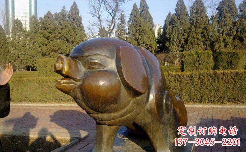 德州定制公园猪铜雕
