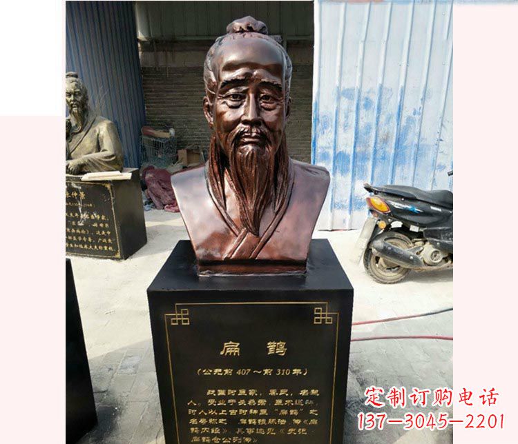 德州古代名医扁鹊胸像铜雕