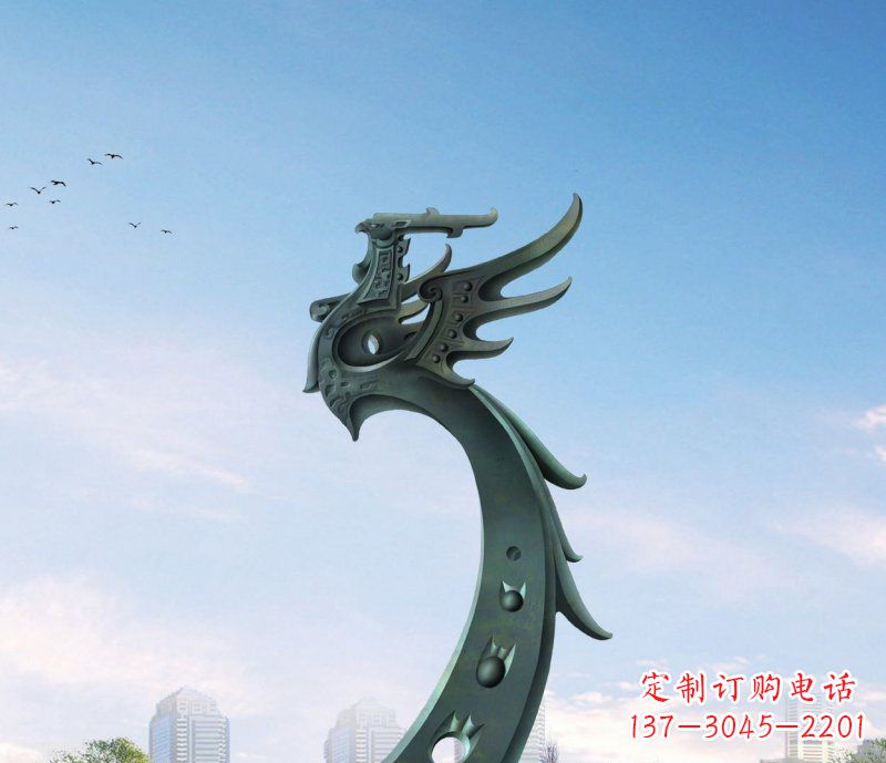 德州中领雕塑|抽象凤凰不锈钢雕塑