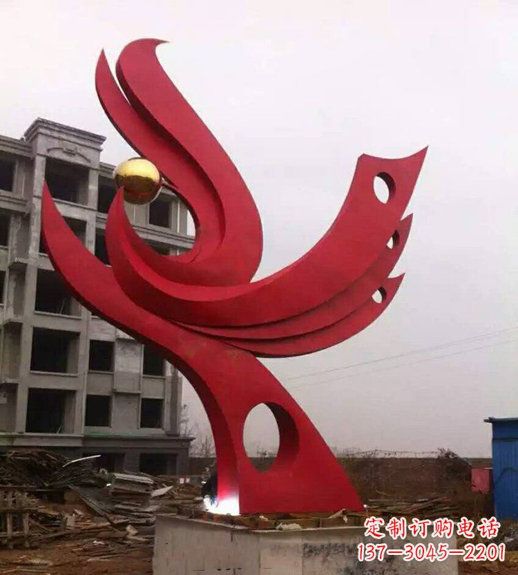 德州广场不锈钢抽象凤凰雕塑_1