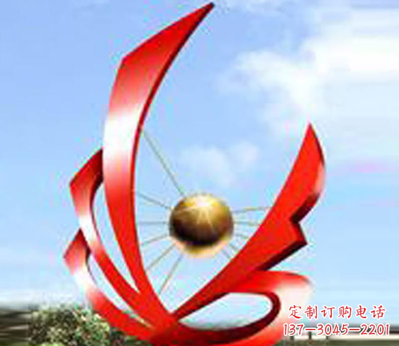 德州广场不锈钢飘带球网景观雕塑