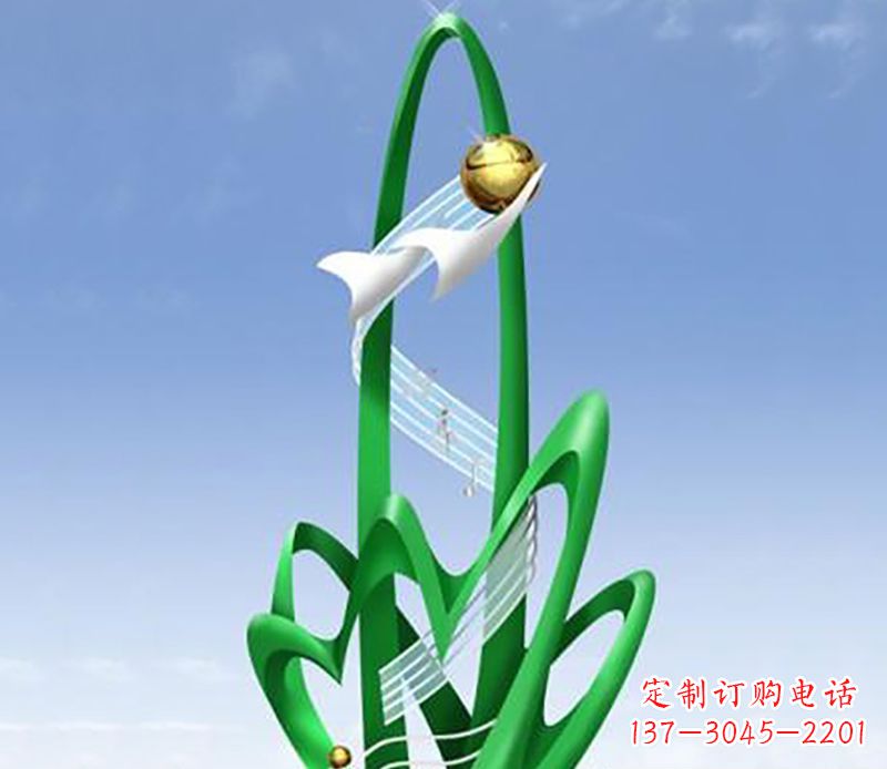 德州广场不锈钢树叶景观雕塑