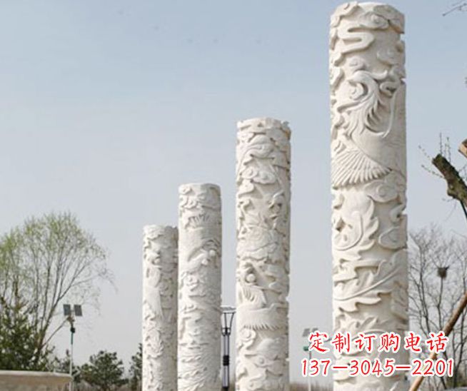 德州广场凤凰浮雕龙柱景观石雕