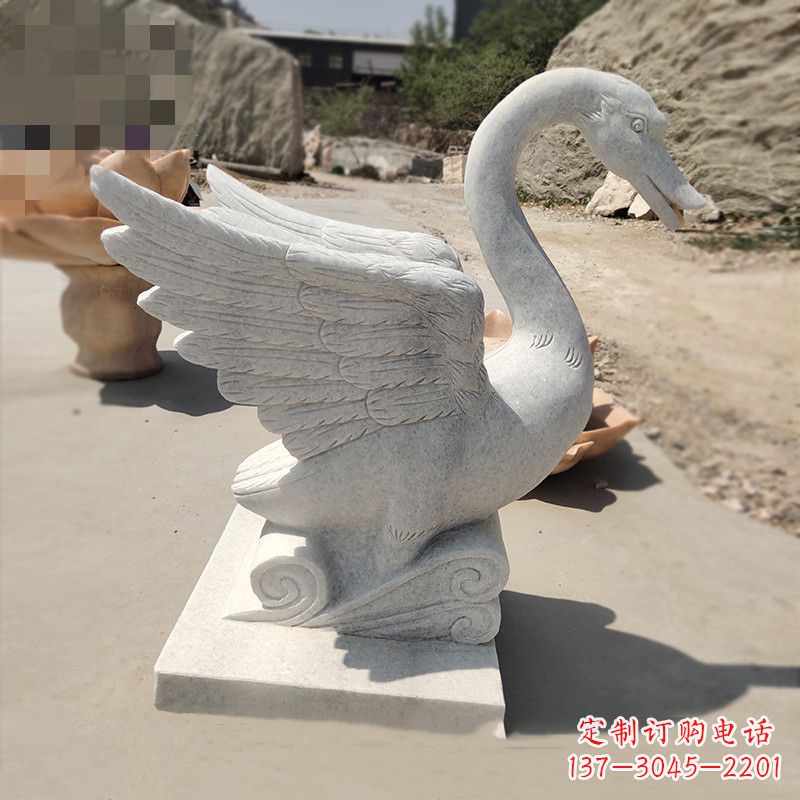 德州细腻精美的汉白玉天鹅雕塑
