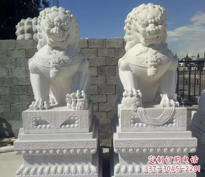 德州汉白玉镇宅狮子石雕,完美贴近生活