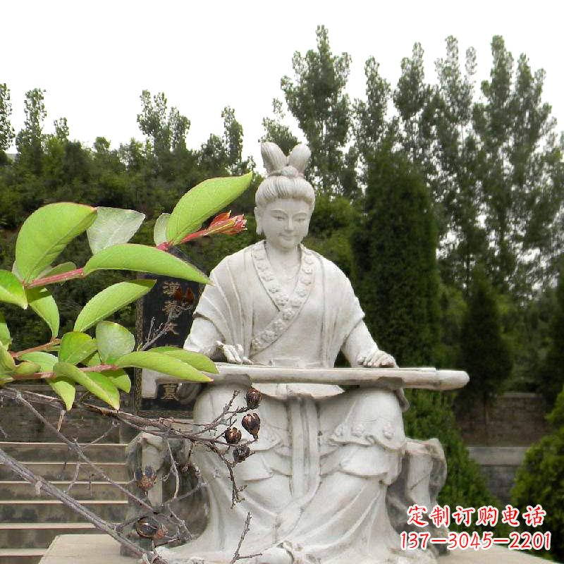 德州汉末才女蔡文姬弹琴石雕塑-景区园林历史名人雕像