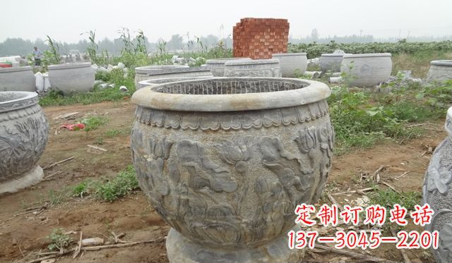 德州荷花花盆公园景观石浮雕
